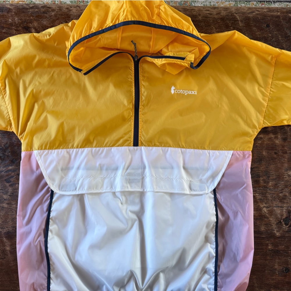 Cotopaxi Yellow, White and Pink Windbreaker